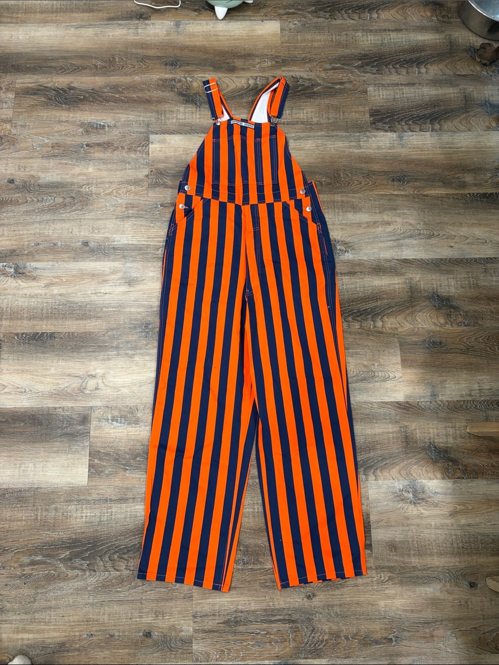 Striped Orange and Blue GAME BIBS overalls - Men’s M - NWT